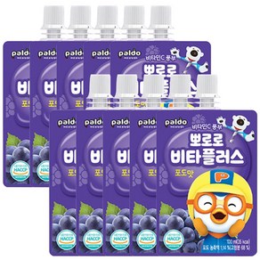 뽀로로 비타플러스 어린이 키즈음료 100ml 10개 딸기 오렌지 포도, 포도맛