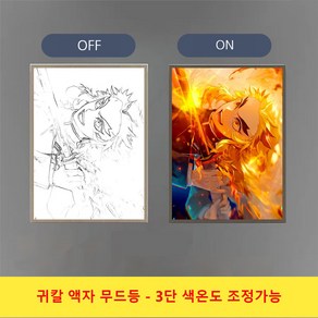 [무드등] 귀멸의 칼날 굿즈 귀칼 LED 액자 무드등 감성 무드등 애니메이션 캐릭터 무드등 생일선물 [D-DM-D002], CH19, 8 인치 USB 플러그 17*23CM