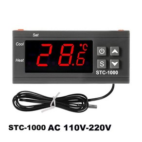 인큐베이터용 STC 1000 LED 디지털 온도조절기 온도 조절기 릴레이 가열 냉각 DC 12V 24V 110 220V, 2) AC 110-220V