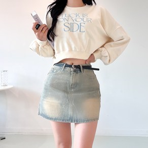 투디 라운드 세미크롭 레터링 자수 맨투맨 3컬러