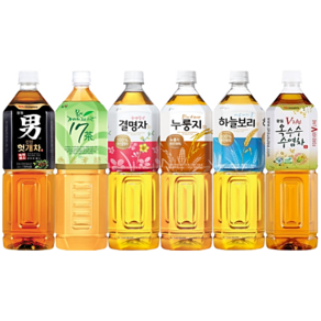 [한번에먹자] 대용량 1.5L 차음료 6종 혼합세트 광동 헛개차 + 광동 옥수수 수염차 + 남양 17차 + 웅진 하늘보리 + 결명자 + 누룽지 사무실 음료 가정용 업소용 탕비실