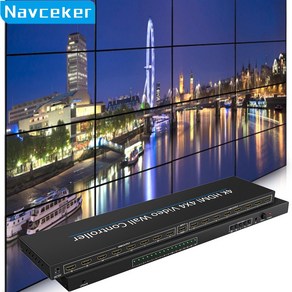 Navceke 4K HDMI 비디오 월 컨트롤러 4x4 HDMI 비디오 월 프로세서 멀티 비디오 스크린 프로세서 스플라이서 5X2 6X2 2X7 2x6 배터리 없음, ZY-AH44, 1개