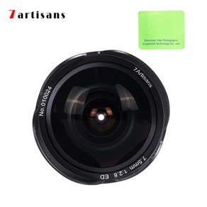 7atisans 7.5mm F2.8II 초광각 렌즈 소니 E 후지 XF 니콘 Z M4/3 캐논 E 마운트, 블랙