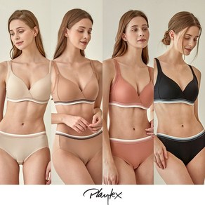 [Playtex] 노와이어 볼륨업 8종(브라4+팬티4) [라이트베이지+베이지+로즈핑크+블랙] PXW3O01020304_T