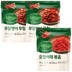 (냉장)비비고 무말랭이 무침110gx2개+매콤오징어채볶음 55gx1개, 1세트, 275g