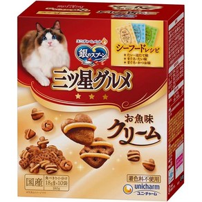 긴노스푼 미쯔보시 건식 고양이간식 고메, 1개, 180g, 생선 크림 해산물 레시피 3종 모둠