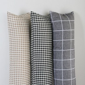 라비에룸 롱 쿠션 긴베개 체크 사각 바디필로우 베개 30X105 솜포함, 바디필로우 30X105cm, 블랙