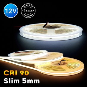 그린맥스 12V COB 면발광 슬림LED바 5mm 비방수 5M / 간접조명 라인조명 플렉시블 스트립 줄조명, COB 12V (5mm) 3000K 비방수, 1개