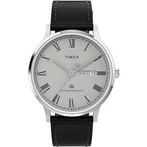 Timex 남성용 Watebuy 클래식 크로노 40mm 스테인리스 스틸 쿼츠 드레스 시계 가죽 스트랩 포함 블랙/그레이/스테인리스 스틸 클래식