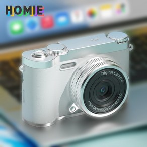 HOMIE 빈티지카메라 5k픽셀 고화질 카메라 2.4인치 고화질 화면 디지털카메라 64GB, 흰색
