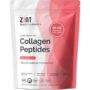 Zint Collagen Peptides Powde: Paleo & Keto Cetified - Ganulated Collagen Hydolysate Types I & II, 454g, 1개