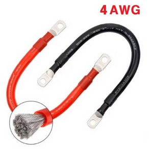 실리콘케이블 / 4AWG / 25SQ / 양쪽 구리터미널 / 5000가닥 구리선 / 전원 케이블 / 적정전류 180A, 4AWG  레드 30CM, 1개