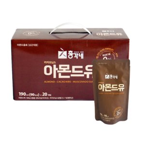 총각네 카카오닙스 아몬드유 스트로우 20p 포함, 190ml, 20개