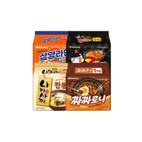 [삼양식품] 불닭볶음면 140g x 5입 + 짜짜로니 140g x 5입+ 나가사끼짬뽕 115g x 5입+삼양라면 120g x 5입, 없음, 1개