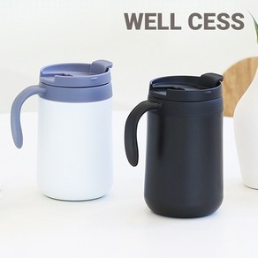 웰세스 이중진공 스텐머그컵 500ml 보온 보냉 스테인리스 손잡이 텀블러 단체주문 인쇄, 화이트(당일발송), 1개