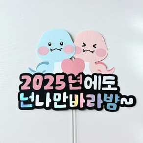 2025 새해토퍼 푸른뱀 연말 송년회 신년회 을사년 케이크토퍼 넌나만바라뱜