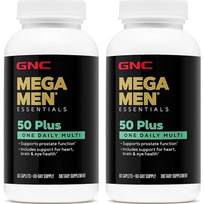 [사은품선택] GNC 메가맨 50 플러스 원 데일리 60정 (캐플렛) GNC MEGA MEN 50+ One Daily 60 Caplets-2개SET, 1세트, 120정