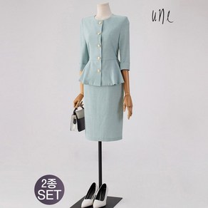 윈(une)[SET][77까지]골드버튼페플럼자켓+스커트SET
