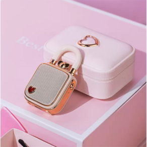 [chengyi] 디붐 Divoom Lovelock 휴대용 블루투스 스피커 커플 스피커 장식 60초녹음OK 700mah 여친에게 최고선물, 핑크