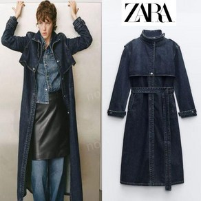 자라 여성 레트로 롱 데님 트렌치 코트 ZARA