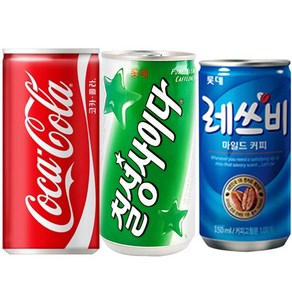 코카콜라 코카콜라190ml(30캔)+칠성사이다190ml(30캔)+레쓰비175ml(30캔), 90개, 190ml