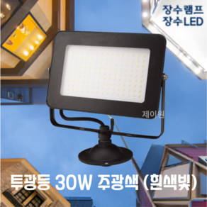 장수 LED 투광기 블랙 화이트 30W 50W 주광색 전구색, 1개