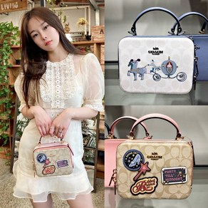 코치 X 디즈니 콜라보 박스 크로스 시그니처 C1434 COACH X DISNEY Box Cossbody Signatue