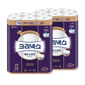 108mm 와이드 광폭 크리넥스 데코 앤 소프트 국내 생산 3겹 화장지 33m X 24롤 1ea+1ea, 2개, 24개입