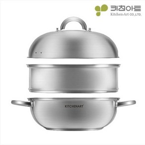 키친아트 스테인레스 2단 인덕션 찜기 28cm 해물 만두 찜냄비 스텐 더블 찜솥 캠핑용, 1개