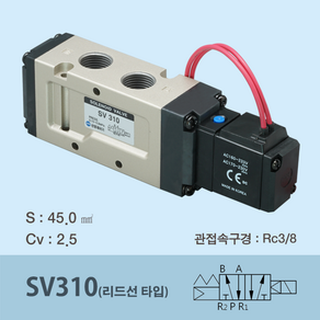 신영제어기 공압솔레노이드밸브 SV310 (직접배관형 5포트 싱글), -1L AC110V, 1개