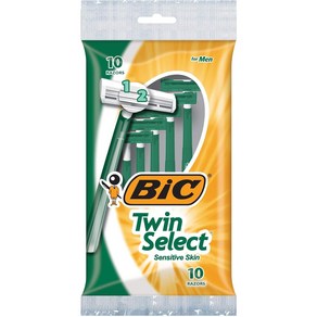 BIC Twin Select Sensitive Skin Disposable Shave fo Men 10-Coun BIC 트윈 셀렉트 민감한 피부 남성용 일회용 면도기 10, 10개입, 1개