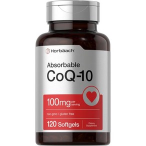 Hobäach CoQ10 100mg Softgels  120 Count  Non-GMO and Gluten Fee Supplement, 120정, 1개