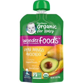 Gebe 거버 Oganic fo Baby Wondefoods 2nd Foods Pea Mango Avocado 3.5 oz 99 g