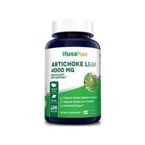 누사퓨어 글루텐프리 아티초크 잎 추출물 4000mg 200정 NusaPue Atichoke Extact, 1개