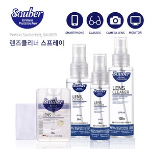 자우버 렌즈클리너 스프레이 극세사천포함, 1개, 100ml