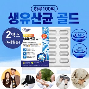 뉴일리 식물성캡슐 면역기능 장건강 100억 생유산균 골드 500mg, 2박스, 60정