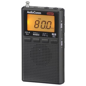 OHM 옴전기 Audio Comm 소형 디지털 DSP 포켓 라디오 전지 휴대 AM/FM 스테레오 블랙 RAD-P300S-K 03-0978