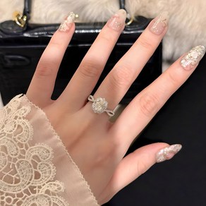 FANSYLI 모이사나이트 은반지 모잠비크 다이아몬드 반지 여성 럭셔리 고급스러운 비둘기알 2캐럿 반짝이 반지0824K1