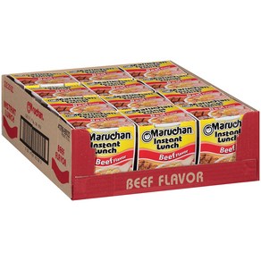 [미국직배송]마루찬 인스턴트 런치 라멘 누들 Mauchan Instant Lunch Ramen Noodle Soup 12ct 소고기맛 (비프/Beef Flavo), 64g, 12개