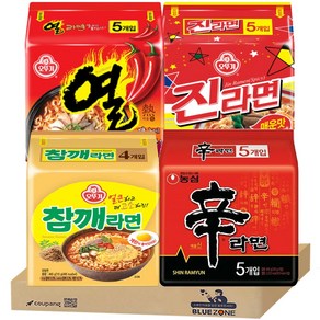 블루존 농심 오뚜기 봉지라면 세트 (신라면5p +참깨라면 4p + 진라면매운맛5P + 열5P) 세트