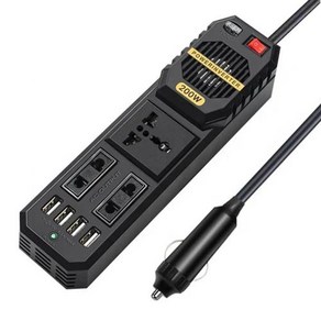 차량용 시가 잭 인버터 200W 12V220V 전류 5V 31A 4 USB 포트 범용 소켓 콘센트 어댑터, 1개