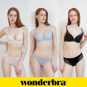 [Wondeba] 소프트 레이스 노와이어 브라팬티 6종세트 아이보리+블랙+블루 WBW4N242526_T