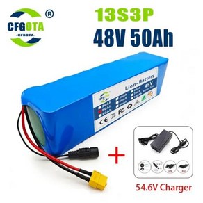 리튬 이온 배터리 팩 BMS 및 충전기 포함 54.6V 전기 자전거 스쿠터용 충전식 배터리 48V 60Ah 13S3P, [05] 48v 50AH, 5) 48v 50AH, 1개