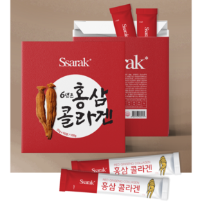 싸락 맛있는 홍삼 콜라겐 저분자 젤리 스틱 무설탕 50포, 2박스, 1000g