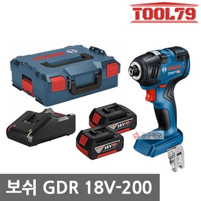 보쉬 GDR18V-200 충전 컴팩트 임팩 드라이버 18V 5.0Ah*2개 3400 RPM 브러쉬리스, 2개