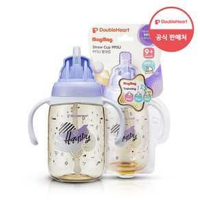 더블하트 마그마그 PPSU 빨대컵 해피 270ml, 퍼플, 1개