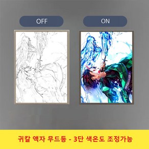 [무드등] 귀멸의 칼날 굿즈 귀칼 LED 액자 무드등 감성 무드등 애니메이션 캐릭터 무드등 생일선물 [D-DM-D002], CH12, 8 인치 USB 플러그 17*23CM