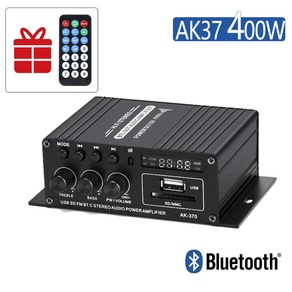 미니앰프 인티 엠프 앰프 AK380 800W 블루투스 HiFi 오디오 가라오케 홈 시어터 2 채널 전력 클래스 D USB SD AUX 브랜드 뉴, 2.AK370 400W - 12V, AK370 400W