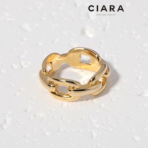 CIARA 14K Emiliano 빅체인 셰입 반지(GoldPlated)