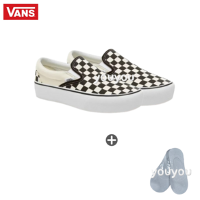 [YUYU] VANS 반스 클래식 키높이 플랫폼 체커보드 블랙 화이트 + 국산 페이크삭스 1P